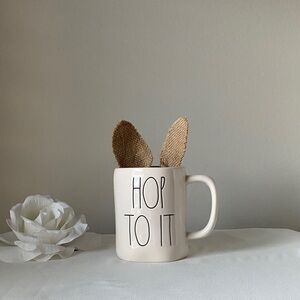 Rae Dunn Cream 'Hop To It' Mug with Brown Bunny Ears